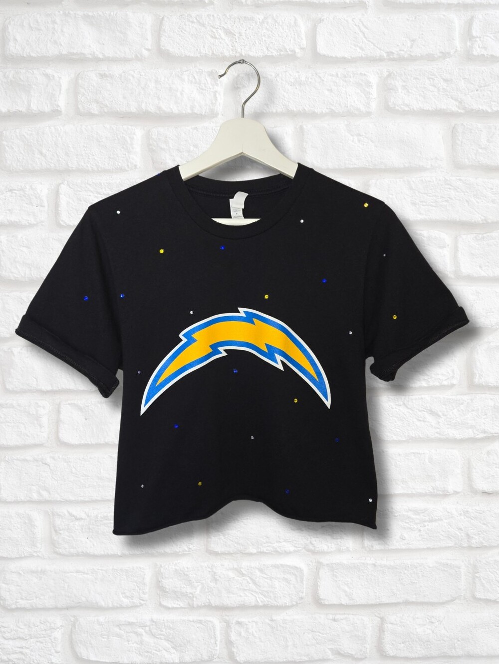 Los Angeles Chargers Crop Top W/Rhinestones